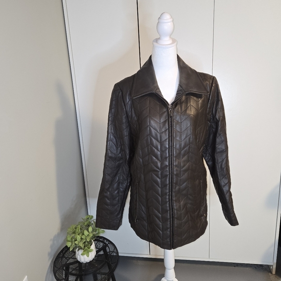 Worthington Leather Brown Large Women's Jacket - Picture 1 of 9